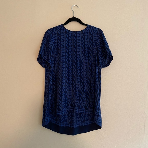 Madewell 100% silk tailored tee geometric blue - Picture 3 of 8